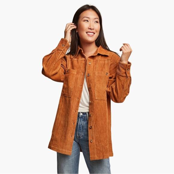 NWT Able Womens Joan Shacket XXL Corduroy Button Down Jacket Neutral Basic - Picture 1 of 13